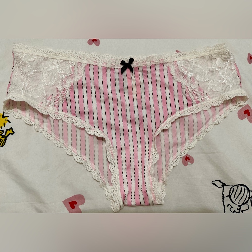 NWT Vintage Victoria's Secret Pink White Lace Hiphugger Body By Victoria Panty M